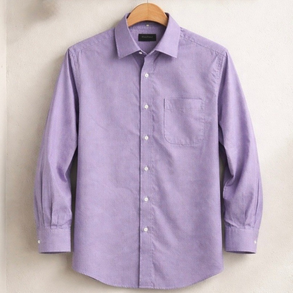 Jos A Bank Button Down Shirt Mens 17 32/33 Purple Excellent Tailored Fit Cotton - Picture 1 of 4